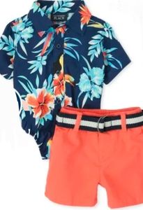 Baby Boy Tropical Poplin 2-Piece Outfit